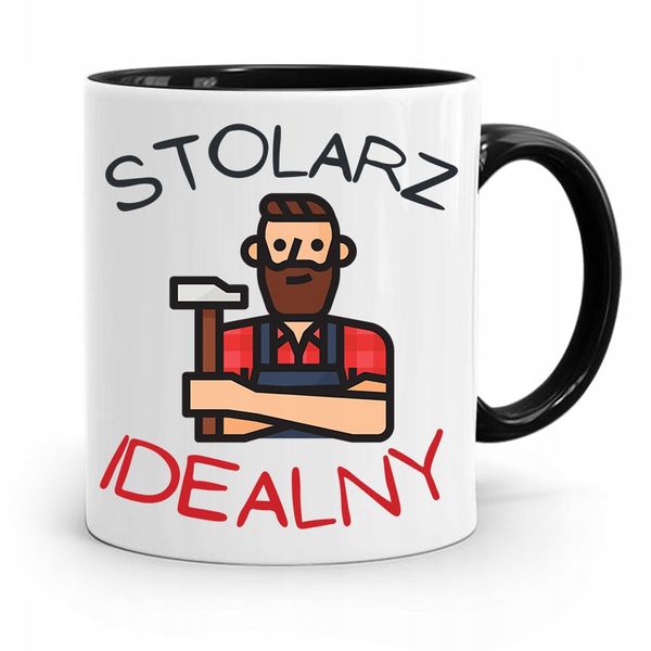 Kubek Czarny Prezent Dla Stolarza Stolarz Idealny Z Nadrukiem Ze Zdjęciem zdjęcie 1