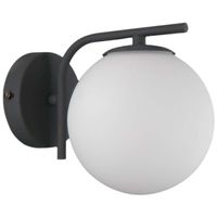 Kinkiet LAMPA ścienna RADDI WL-5510-1-BK Italux modernistyczna OPRAWA szklana kula ball grafitowa biała