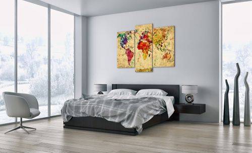 Obraz Na Płótnie - Mapa Kontynenty  - 130X100 Cm - Cb130X100-3582 na Arena.pl