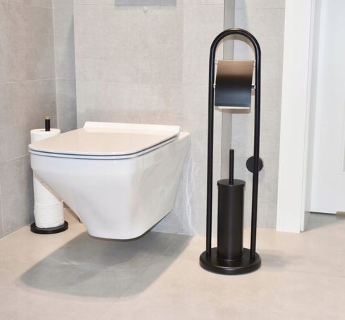 Stojak na papier toaletowy i szczotkę do WC czarny łazienkowy loft uchwyt na Arena.pl