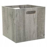 Pojemnik drewniany 31x31 cm Szary do pokoju z uchwytami elegancki MDF
