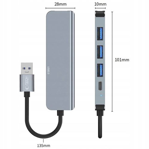 HUB ADAPTER ROZGAŁĘZIACZ ROZDZIELACZ USB-A 3.0 - USB-C TYPE-C DO KOMPUTERA na Arena.pl