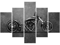 70 100CM OBRAZ 5 ELEM CZARNY CHOPPER DRUK PŁÓTNO