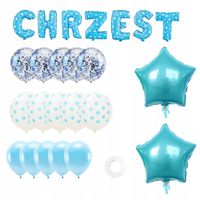 balony balon na chrzest chłopca niebieskie 25szt