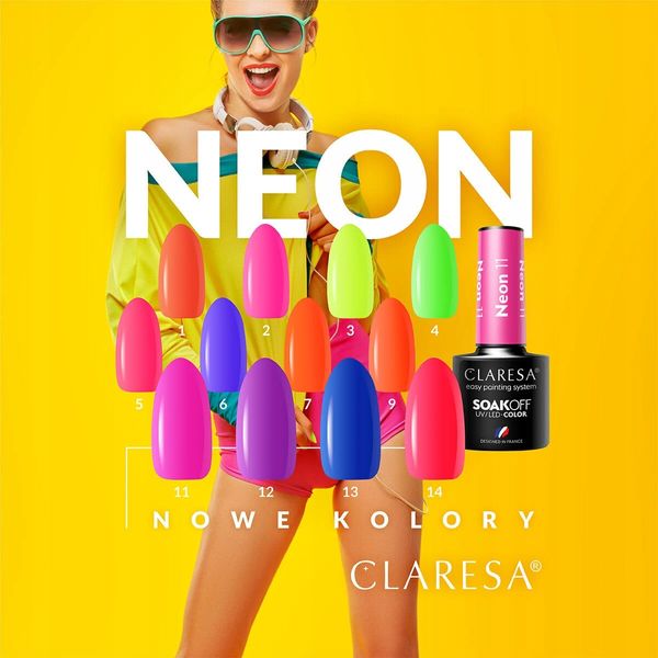 CLARESA Lakier hybrydowy NEON 13 - 5g zdjęcie 3