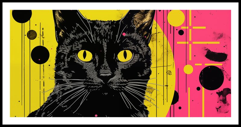 Plakat 91,3x44,5cm Neonowy Kocur zdjęcie 3