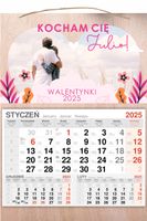 KALENDARZ 2025 jednodzielny DREWNIANY prezent Z NADRUKIEM NA WALENTYNKI