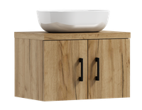 Szafka łazienkowa wisząca MARKUS 60 dąb craft złoty z umywalką BLANCO (W1)