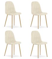 Krzesło tapicerowane PADVA beż jasny welur nogi dąb 4 szt. do jadani