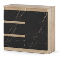 Komoda 3 Szuflady Mała Szafka Nowoczesna 80cm Dąb Sonoma San Sebastian