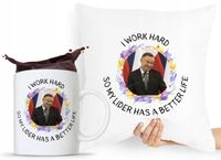 Zestaw Poduszka + Kubek Prezent Andrzej Duda Pis Z Nadrukiem Ze Zdjęciem