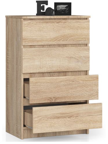 KOMODA K 60 cm 4 SZUFLADY DĄB SONOMA na Arena.pl
