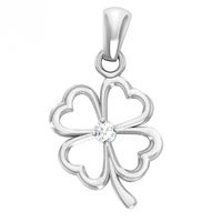 SREBRNY WISIOREK CZTEROLISTNA KONICZYNKA AŻUROWA Z CYRKONIĄ PRÓBA 925