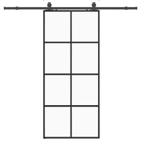Drzwi przesuwne z zestawem okuć czarne 90x205 cm ESG szkło