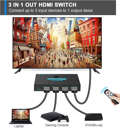 Switch przełącznik HDMI 3X1 z pilotem na Arena.pl