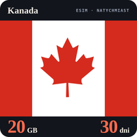 Karta eSIM Internet Kanada 20 GB na 30 dni - bez rejestracji