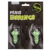 Fluorescencyjne Kolczyki Świecące Członki - Glow In The Dark Penis Earrings