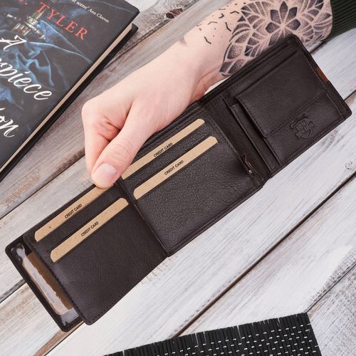 portfel męski skórzany elegancki mały klasyczny brązowy brodrene g-95mn/br na Arena.pl