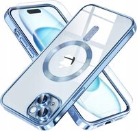 Etui CASE do iPhone 15 WZMACNIANE 360° do MagSafe SILIKONOWE + 2szt SZKŁO