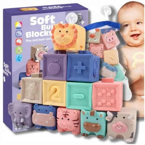 Miękkie kreatywne klocki sensoryczne dla niemowląt dzieci funkcja gryzaka na Arena.pl