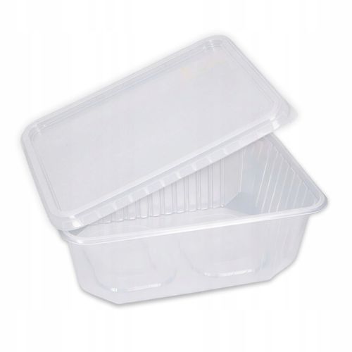 Pojemniki na Żywność Jednorazowe 1000 ml Prostokątne z Pokrywką 50 Sztuk na Arena.pl