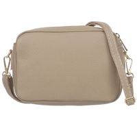 VERA PELLE torebka skórzana listonoszka z paskiem na ramię V486 beżowa
