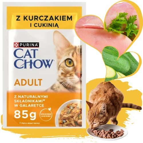 karma mokra dla kota purina cat chow adult kurczak z cukinią naturalna 85 g na Arena.pl