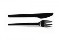 Naczynia jednorazowe zestaw nóże widelce czarne sztućce 2x100szt na sałatki