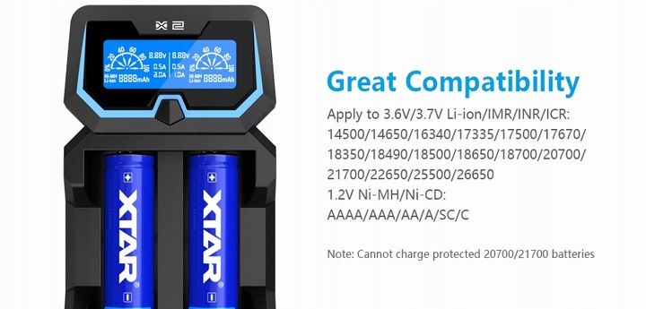 Ładowarka XTAR X2 NEW 18650/26650 Li-ION NI-MH 2A zdjęcie 14