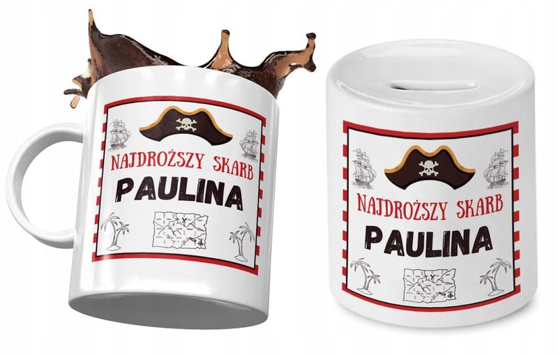 Dla Pauliny Zestaw Kubek + Skarbonka Dla Dziecka Z Nadrukiem Ze Zdjęciem zdjęcie 1