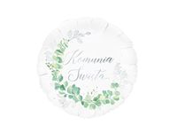 Balon foliowy, Komunia Święta - eukaliptus, srebrny, 45 cm (18 cali) [balon