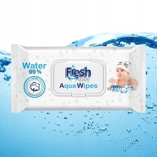 9x AQUA WIPES Nawilżane Chusteczki dla Dzieci Mokre 99% Pure Water 60 szt na Arena.pl