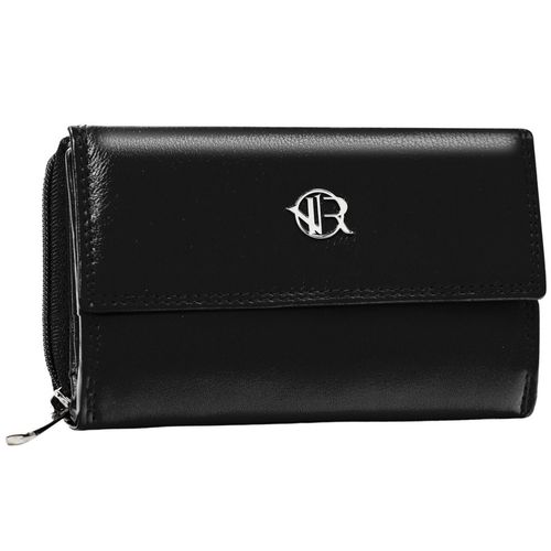 modny, skórzany portfel damski na zatrzask w czarnym kolorze - rovicky na Arena.pl