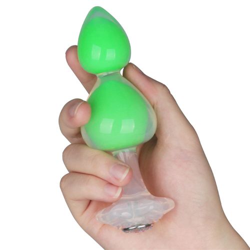 Gemoria Silicone Butt Plug (Glow-In-The-Dark) - Green na Arena.pl