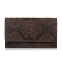 portfel damski skórzany duży w róże brązowy vintage paolo peruzzi t-107-hbr