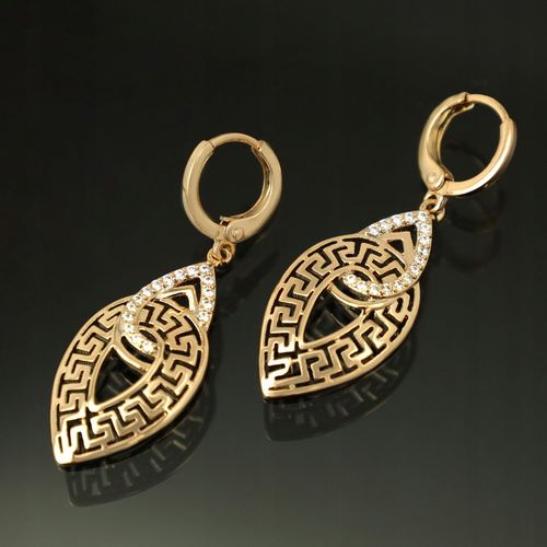 BIŻUTERIA ZE STALI CHIRURGICZNEJ, POZŁACANE KOLCZYKI WISZĄCE Z CYRKONIAMI na Arena.pl