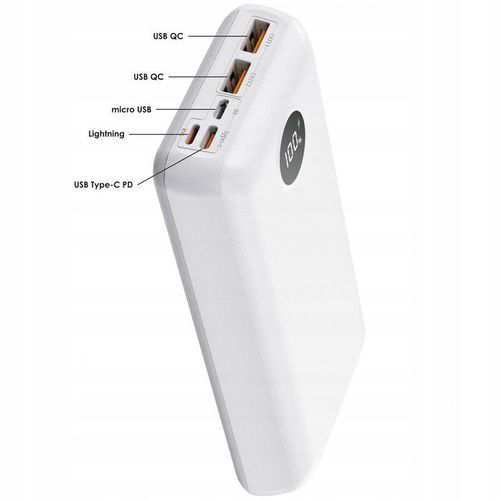 POWERBANK 20000mAh 2xUSB QC microUSB USB-C PD iPhone Lightning na Arena.pl