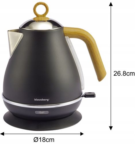 Czajnik elektryczny Bezprzewodowy OBROTOWY 1,7 Lit Stalowy KLAUSBERG Czarny na Arena.pl