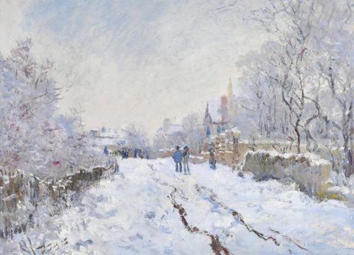Plakat 18x13cm Snow at Argenteuil, Monet Vintage do Salonu na Arena.pl