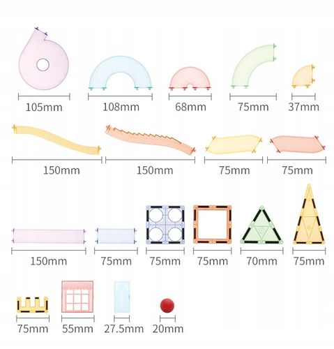 Klocki magnetyczne dla dzieci duże edukacyjne zestaw tor konstrukcyjny 158e na Arena.pl