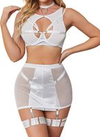 Seksowny zestaw bielizny 6częściowy zestaw z podwiązkami erotyczna M Biały