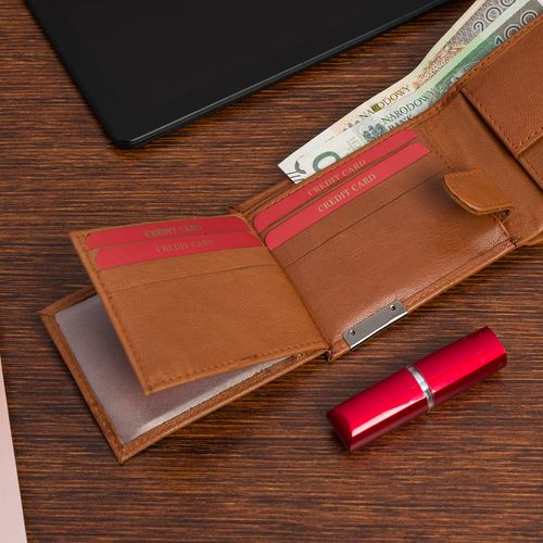 portfel męski ze skóry z rfid bellugio - koniakowy na Arena.pl