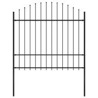 Panel ogrodzeniowy z grotami, stal, (1,5-1,75) x 1,7 m, czarny