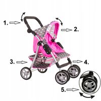 WÓZEK DLA LALEK SPACEROWY Doris - DUŻA SPACERÓWKA składany regulacja