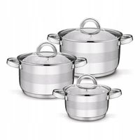 Zestaw 3x GARNEK STALOWY Indukcja POKRYWKA Tadar Roger 16/20/22cm 1,8/3/4 L