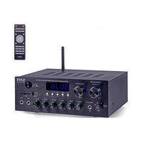 Wzmacniacz audio czarny 2 kanały Bluetooth 38W x 2 RMS
