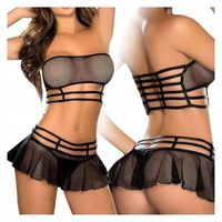 Bielizna erotyczna Komplet zestaw bielizny czarny rozmiar M 3-częściowy