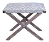 Taboret na skrzyżowanych drewnianych nogach szary we wzory