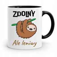 Kubek Czarny Śmieszny Zabawny Zdolny Ale Leniwy Z Nadrukiem Ze Zdjęciem