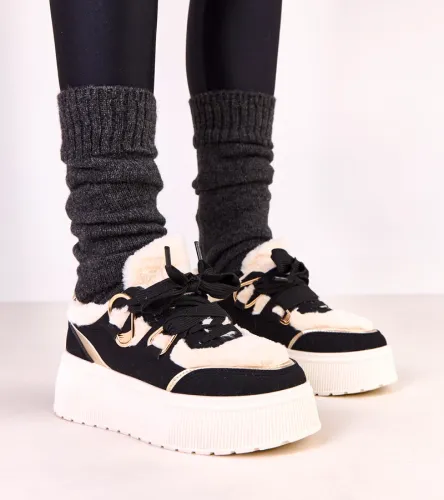 Czarne sneakersy ocieplane na platformie Deena 41 na Arena.pl